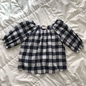 Universal Thread XS Navy/White Plaid Top